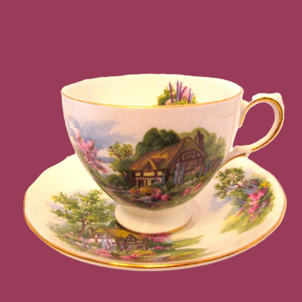 Vintage Royal Vale home country sets (3 available) bone china made in England